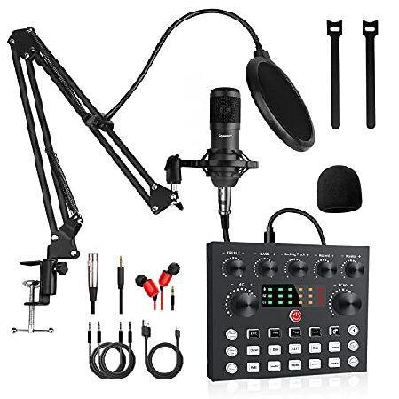 Podcast Equipment Bundle,Audio Interface with All-In-One DJ Mixer and Studio Broadcast Microphone, Perfect for Recording,Live Streaming,（並行輸入品）