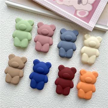 糖果色可愛硅膠小熊ins風手機氣囊支架抖音神器可伸縮折疊配件手機扣懶人氣墊支撐架粘貼式手機殼指環扣透明