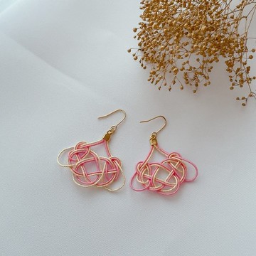 【水引】【粉色】結び造型耳環/推薦用於正式場合