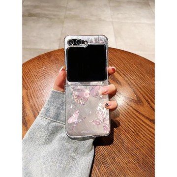 適用三星zflip6手機殼新款flip5折疊屏保護套羽紗閃鉆蝴蝶w23flip超薄w24flip高級感女可掛繩zflip3個性輕奢