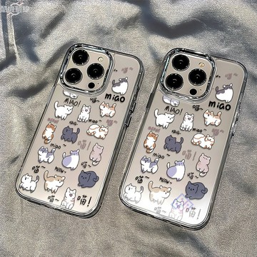 可愛貓咪iPhone17pro/16E手機殼全包12Pro姐妹15軟殼13/14/8plus防摔保護殼11pro情侶