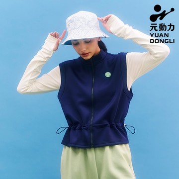 元動力 GOLF空氣層縲縈立領背心(深藍；S-L)