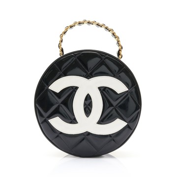 CHANEL 香奈兒 圓餅手提包 黑色 漆皮 【二手名牌BRAND OFF】