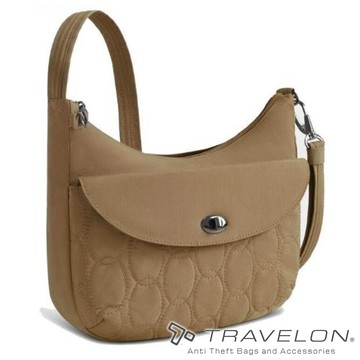 【Travelon 美國】Runways防盜斜背包『奶茶』TL-43715 戶外 露營 休閒 時尚 旅遊 防盜 背包