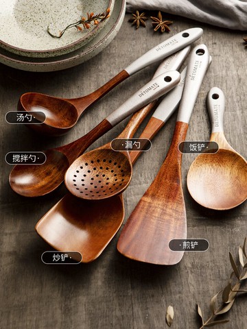 半房木鏟子不粘鍋專用鍋鏟炒菜鏟子廚具家用鍋鏟湯勺套裝長柄炒勺