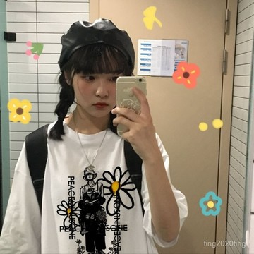 全店免運🌈夏季權誌龍GD衕款小雛菊韓版ins原宿bf風塗鴉寬鬆半袖T恤男短袖女 ATUH