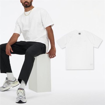 New Balance NB 上衣 Mini Logo 男款 白 刺繡 寬鬆 短T 短袖 NB MT41533WT