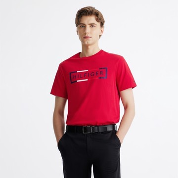 【Tommy Hilfiger】方格標誌 T 恤 _紅色