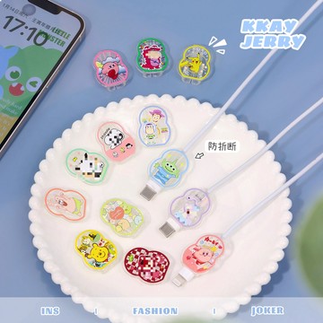 日韓卡通 可愛動物咬線器 透明 防斷數據線保護套 咬線器 集線器 適用蘋果 安卓/usb/tpye-c 線保護套 線套