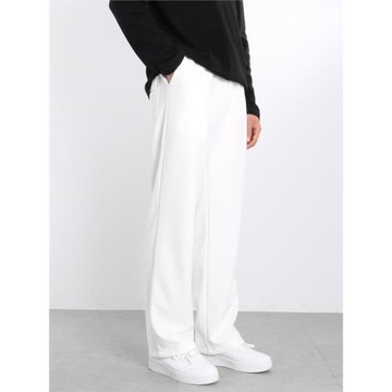 (免運)白色褲子男高級感春秋直筒褲垂墜感運動衛褲寬松闊腿百搭休閑長褲