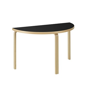 Aalto Table 95 半圓桌（黑色桌面、 Ø 120 公分）