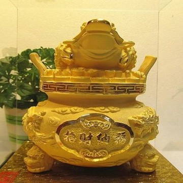 [協貿國際]   金蟾聚寶盆開業送禮居家風水擺件