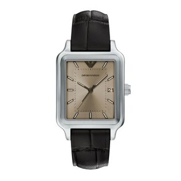 EMPORIO ARMANI 亞曼尼 復古方形日期手錶-男錶-贈高檔6入收藏盒(AR11756)-32mm