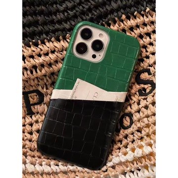 iPhone17promax手機殼12插卡歐美新款適用17蘋果15+保護套防摔12pro撞色時尚16promax手機殼卡包13皮質潮女14