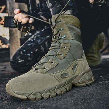 新品上市48h出貨丶男靴大碼作戰靴戶外超輕飛行靴子男防穿刺沙漠靴男戰術靴子