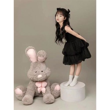 兒童攝影服裝小清新黑色吊帶蓬蓬裙女孩拍照服裝女童寫真照衣服