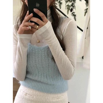 Codibook｜韓國 moaround 優雅麻花紋毛絨針織背心上衣［預購］無袖 毛衣 女裝