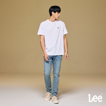 Lee 男款 涼感 709 微刷破低腰合身小直筒牛仔褲 淺藍洗水