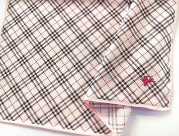 Burberry 復古手帕 粉紅格紋 口袋巾 禮物 20 x 20 英吋
