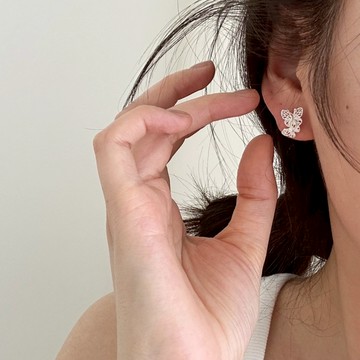 [Relise] （台灣現貨） A0353! 通體純銀 S925純銀 鏤空花絲蝴蝶耳環 純銀耳環