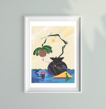 艸方作品  如果收穫只是一滴眼淚  藝術微噴 複製畫 咖啡廳佈置