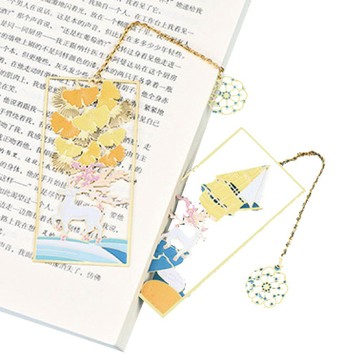 【CHL】原創 精緻 金屬書籤 金屬 鏤空 書簽 古典 中國風 學生用 文藝 小清新 黃銅扇面 創意 精美小禮物