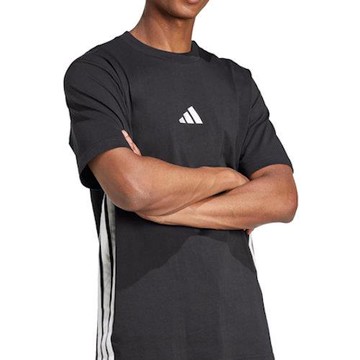 Adidas 2025男時尚腰邊線條標誌款黑色圓領短袖T恤(預購)