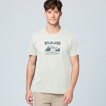 【WILDLAND荒野】男輕量抗UV吸排快乾機能印花T199北歐白