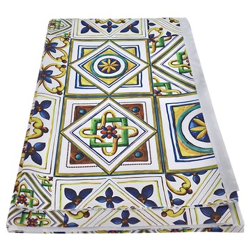 幾何圖案桌巾 防水防油 易於清潔  180 x 140cm  歐式繽紛西班牙花磚  1條