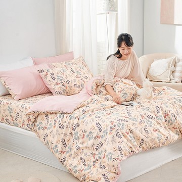 床包涼被組-雙人 / 舒柔棉四件式 / 秘葉花季