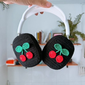 原創設計黑底櫻桃 AirPod Max 保護套 索尼 XM5 頭戴式耳機保護套