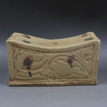 宋湖田裂片白瓷刻花加彩頭枕仿古老貨包老瓷器家居古董古玩收藏1入