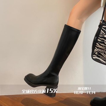 FairyWink 細長直～！顯瘦厚底高跟不過膝小個子長靴女瘦瘦彈力靴