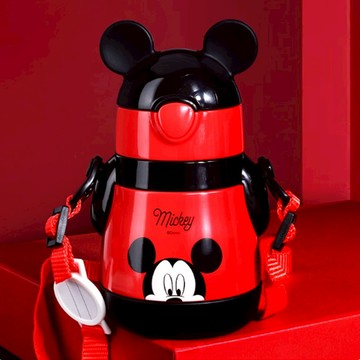 優貝選 迪士尼俏皮小胖瓶 兩用保冷/保溫兒童背帶吸管水壺  1個  310ml  米奇