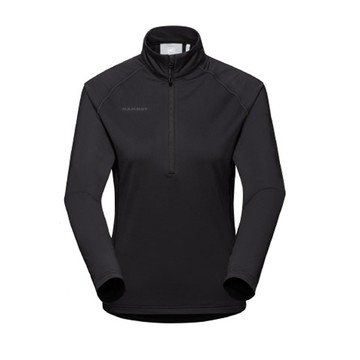 MAMMUT 女新款 Snow ML Half Zip Pull 吸濕快乾半開襟拉鍊立領衫_1014-02410-0001 黑