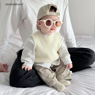 新品上新  韓版童裝    秋新款兒童百搭毛衣馬甲 兒童針織上衣薄款潮  帥氣可愛百搭時尚套裝