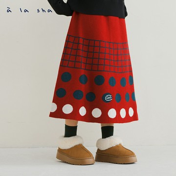 a la sha 聖誕家族針織長裙