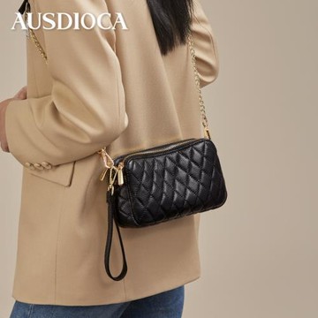 澳迪佳小香風菱格鏈條包女2025新款時尚真皮單肩斜挎包女手拿小包