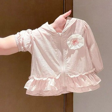 7729人重複消費🩶 女童防曬外套 夏季輕薄透氣 荷葉邊山茶花 粉糯可愛 涼感防曬衣 ZW3N