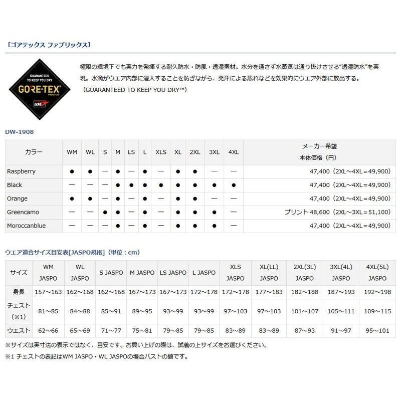 ダイワ DW-1908 ゴアテックス ファブリクス ウィンタースーツ ブラック 