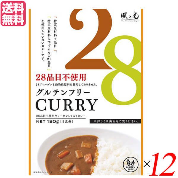 カレー レトルト ヴィーガン 風と光 28品目不使用ヴィーガンレトルトカレー 180g 12個セット 送料無料