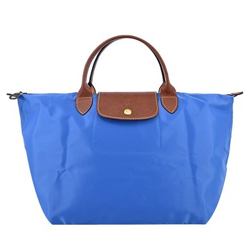 [平輸版]LONGCHAMP LE PLIAGE系列短把再生尼龍摺疊水餃包(中/鈷藍)真品平輸
