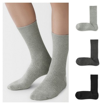 MUJI 男不易鬆脫羅紋直角襪【共3色】