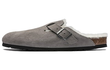 BIRKENSTOCK BOSTON FUR NARROW SUEDE STONE COIN GREY