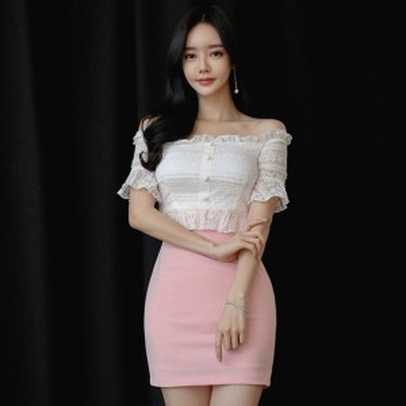 オフショルダーミニワンピース白 ピンクレースタイトワンピースショート丈キャバドレス半袖20代30代韓国風ミニドレス 通販 Lineポイント最大1 0 Get Lineショッピング