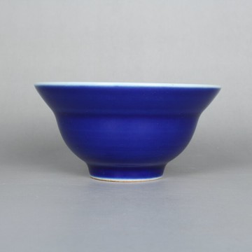 景德鎮建國瓷廠祭藍釉斗笠杯 小茶杯 古玩古董仿古陶瓷器收藏品