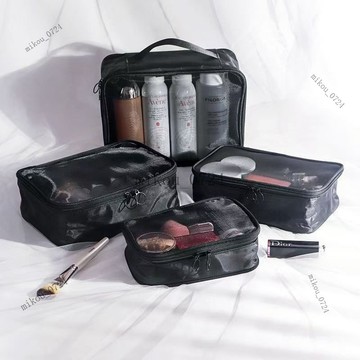 🎇免運特價✨化妝包大容量ins便攜多功能方包手提洗漱包網紗護膚品收納高級感#免運