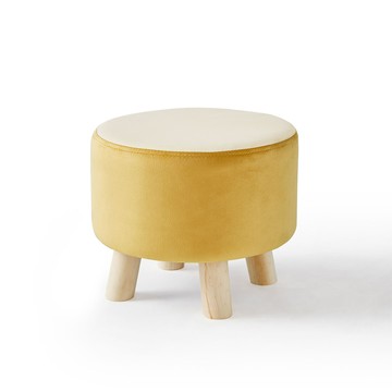 hoi!林氏木業北歐實木腳靈活小圓凳 Z34-黃色