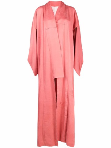 A.N.G.E.L.O. Vintage Cult - 1970s floral-embroidered kaftan coat - women - Silk - One Size - Pink