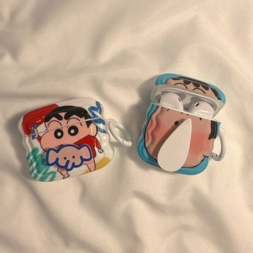 卡通旋轉小新阿呆airpods3保護套airpod2適用蘋果pro耳機殼二代1/2